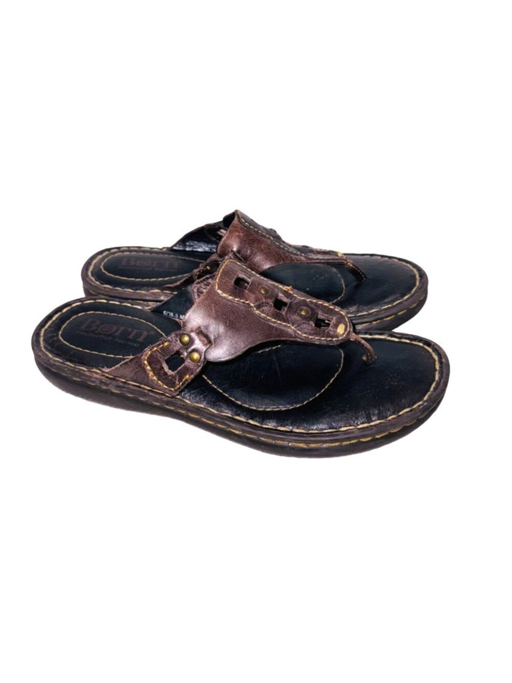 Born Genuine Brown Leather Thong Jesus Sandals 6 Cushioned Comfort Ortho Shoe